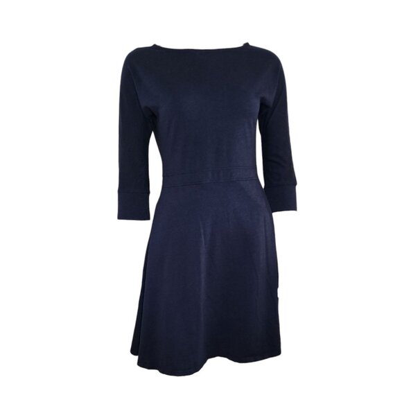 Toad & Co Dress Womens Size S Small Solid Blue 3/4 Sleeve MizDress Cotton Blend - Picture 1 of 7
